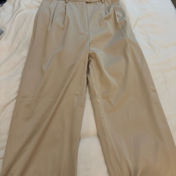 Beige Wide-Leg Trousers - Picture 1 of 3